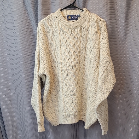 Vintage Other - Vintage Tivoli 70's / 80's Irish Fisherman Cable Knit 100% Wool Sweater Size XL